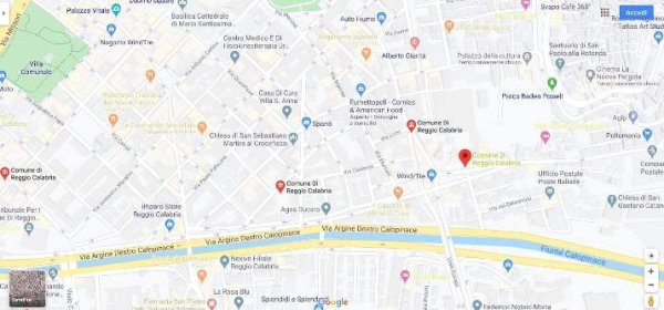 La posizione su di una mappa dell'ufficio per l'edilizia del Comune di Reggio Calabria.