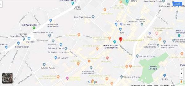 La mappa con la posizione dell'Ufficio per l'Edilizia del Comune di Gorizia.