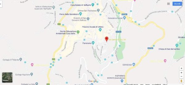 Mappa con la posizione dell'Ufficio per l'Edilizia di Urbino.