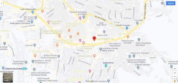 La mappa con la posizione dell'ufficio per l'edilizia del Comune di Caltanissetta.