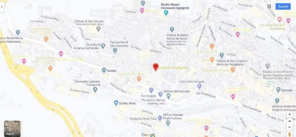 La mappa con la posizione dell'Ufficio per l'edilizia del Comune di Agrigento.