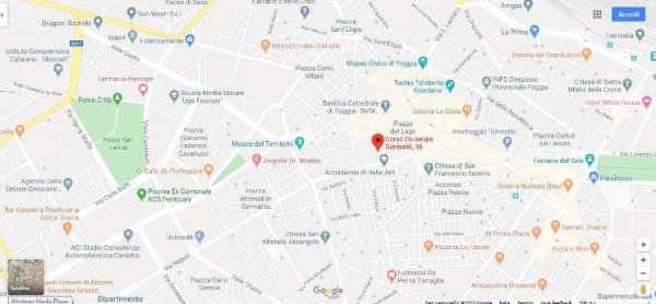 La mappa con le indicazione per l'Ufficio dell'Edilizia di Foggia.