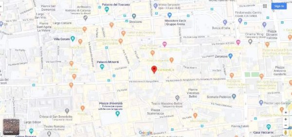 La posizione su una mappa dell'Ufficio per l'Edilizia del Comune di Catania.