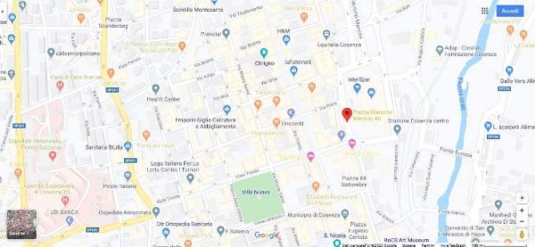 La posizione dell'ufficio per l'edilizia di privata di Cosenza.