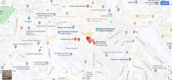 La mappa con la posizione dell'ufficio per l'edilizia privata di Oristano.