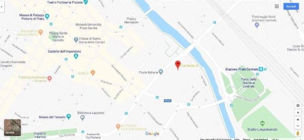 mappa con posizione dell'Ufficio Edilizia Privata del Comune di Prato.