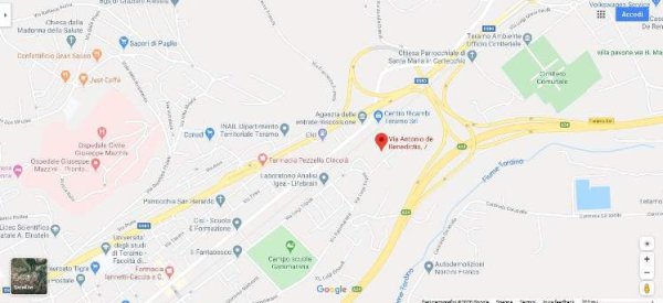 La mappa con la posizione dell'Ufficio per l'Edilizia privata a Teramo.